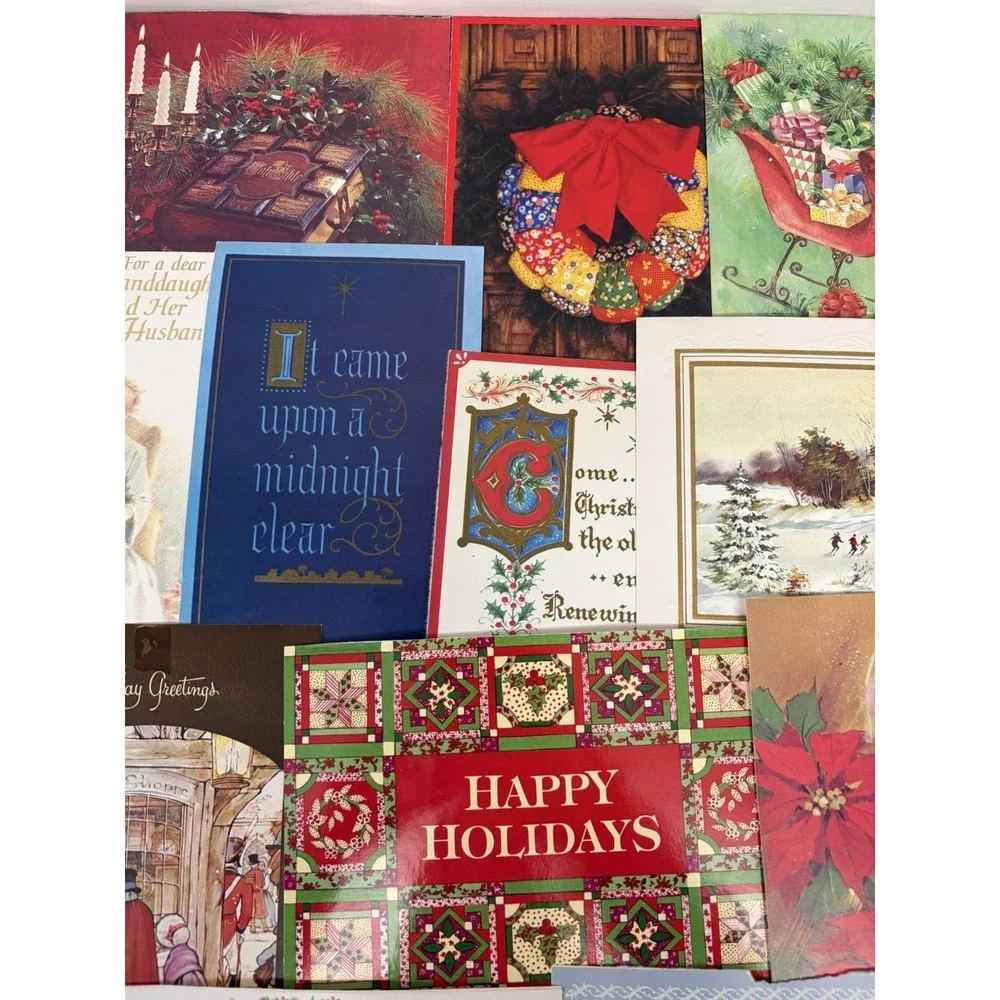 Vintage Christmas Cards Fronts ONLY Traditional Scrapbooking Decoupage Lot 50+